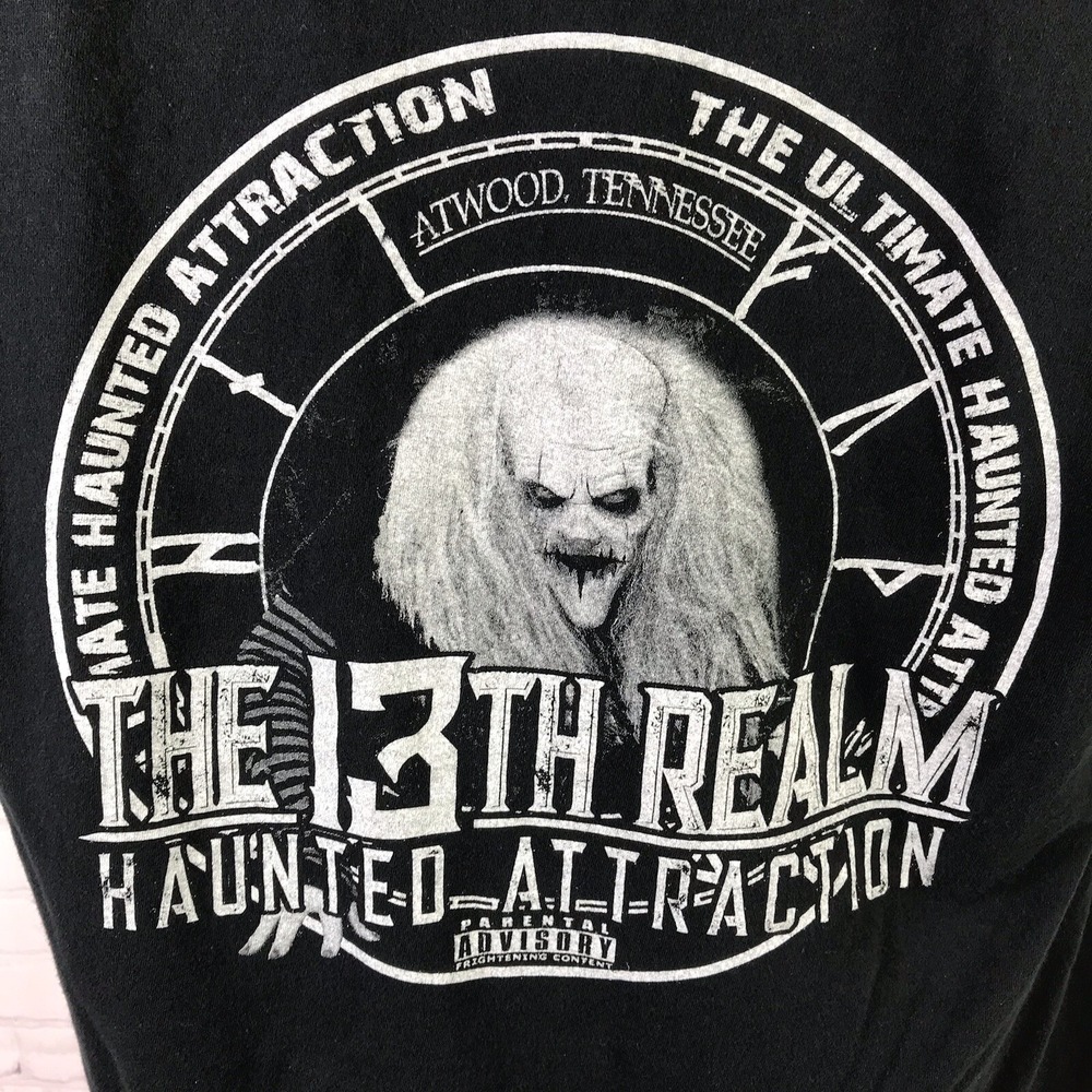 Horror Graphic T-Shirt Medium Black 13th Realm Haunted Attraction Atwood TN